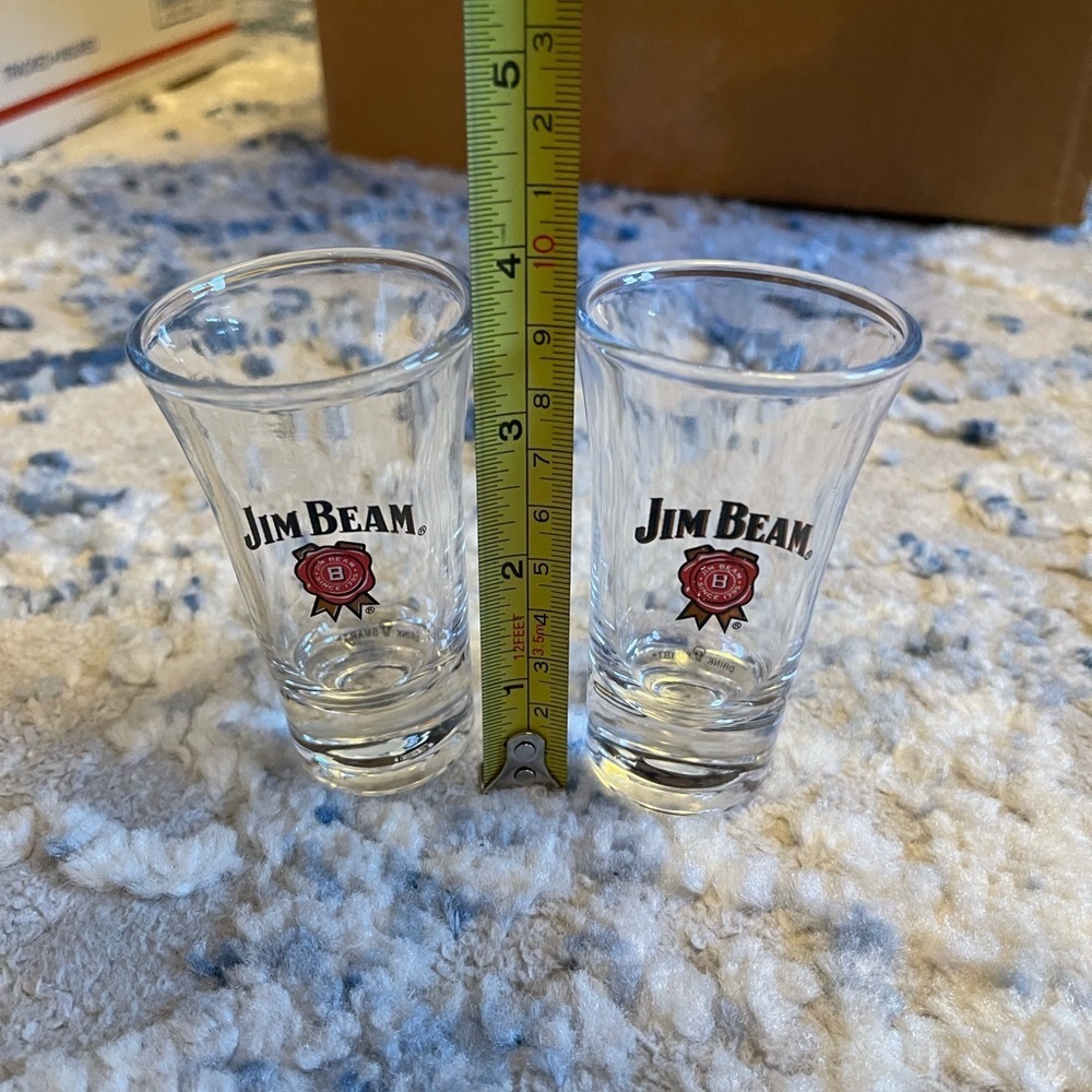 **BUNDLE 2 SETS for $10** Set of 2 Jim Beam Shot Glasses- 3.5 inch tall - Picture 4 of 6